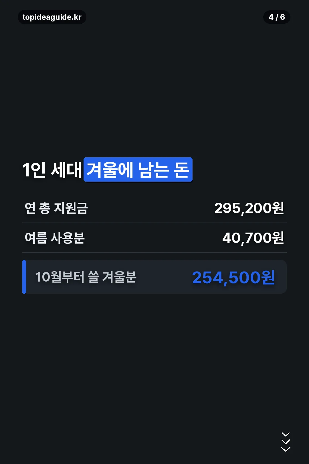 1인 세대 겨울분 계산