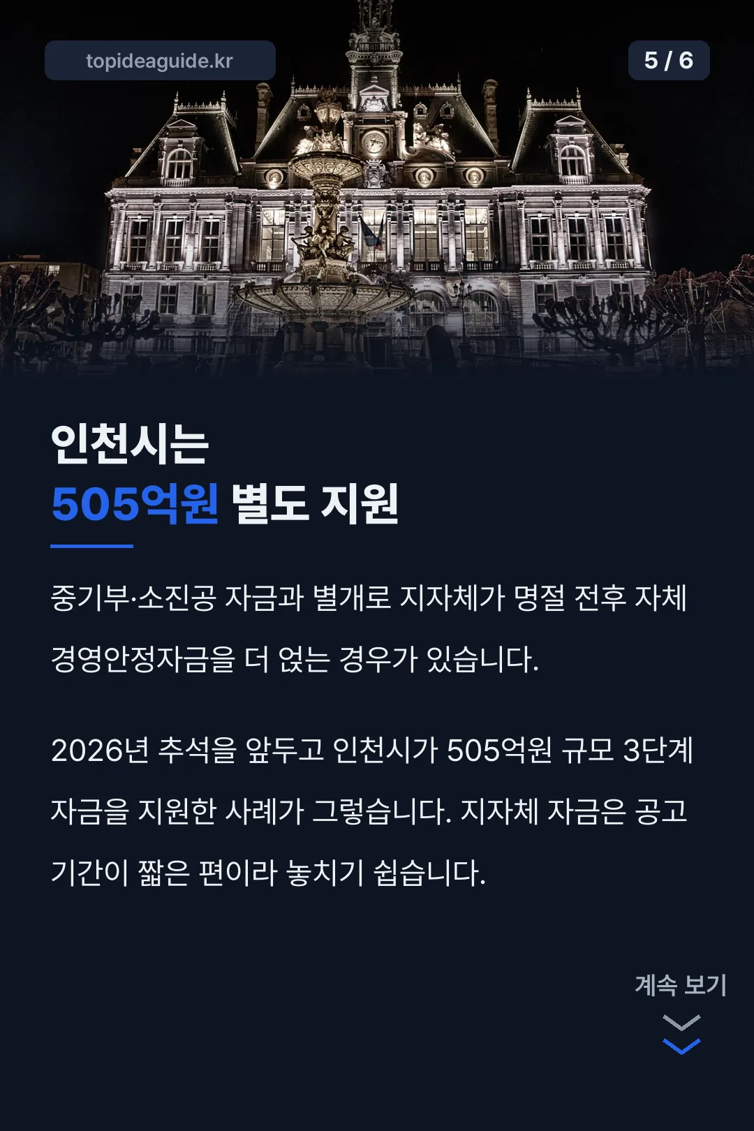인천시 별도 지원 사례